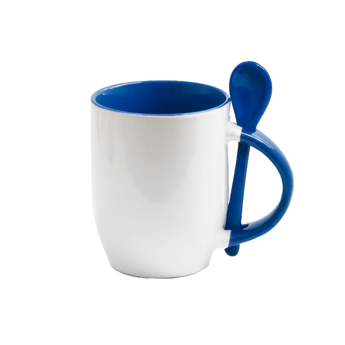 Caneca Interior, Alça e Colher Azul Personalizada